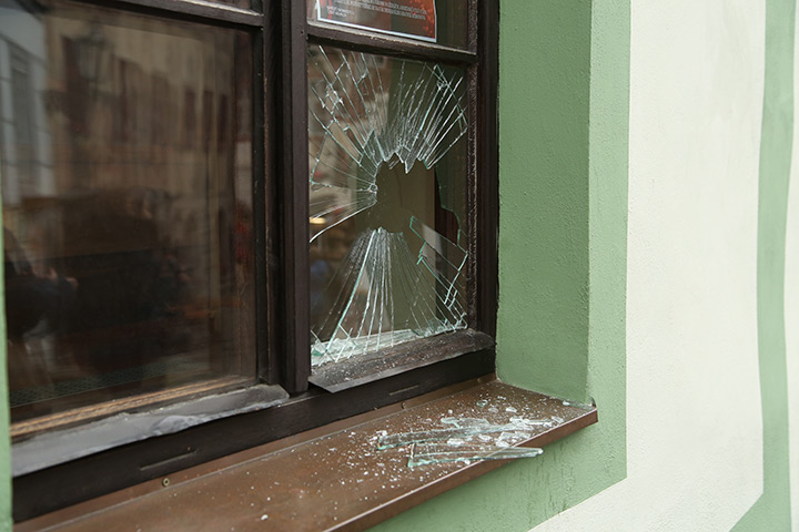 A2B Glass are able to board up broken windows while they are being repaired in Livingston.
